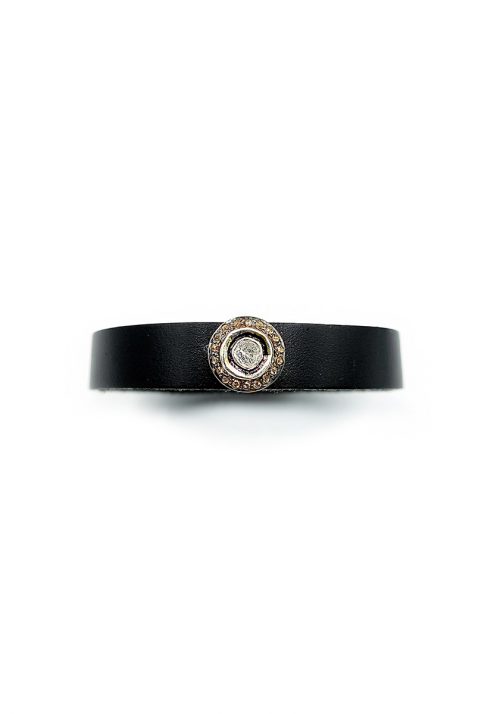 Leather Bracelet with Pave diamonds – BR 1100