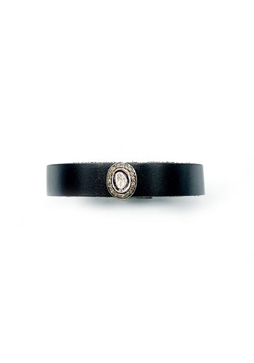 Leather Bracelet with Pave Diamonds – BR 1102