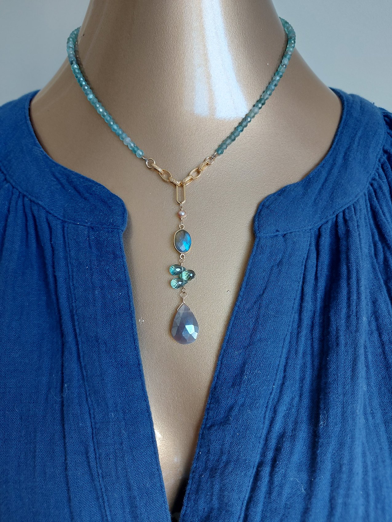 Silverlite and Aquamarine beads - N 3084 - Image 4