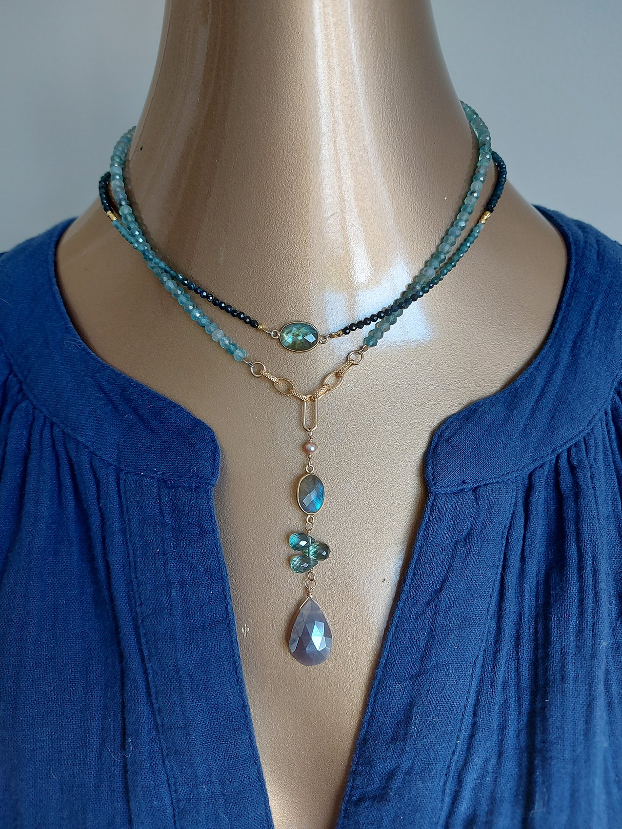 Silverlite and Aquamarine beads - N 3084 - Image 3