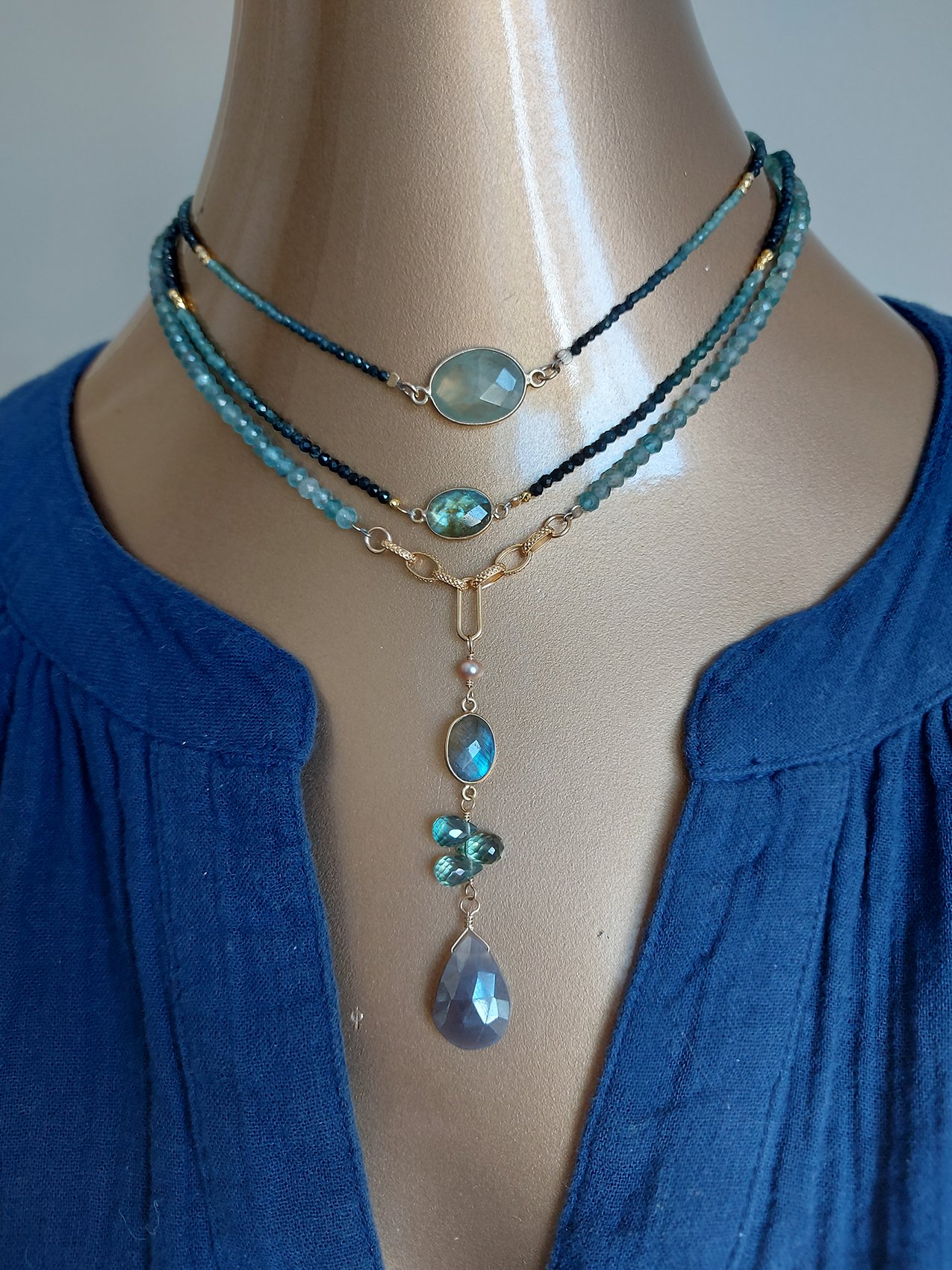 Silverlite and Aquamarine beads - N 3084 - Image 2