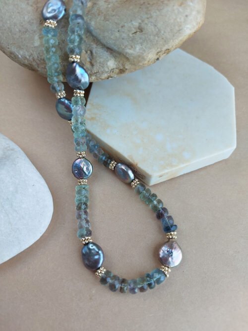 Coin Pearls, Fluorite Necklace – N 3074