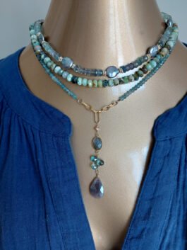 Coin Pearls, Fluorite Necklace – N 3074