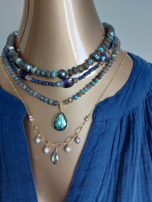 Labradorite and Diamonds Necklace – N 3065