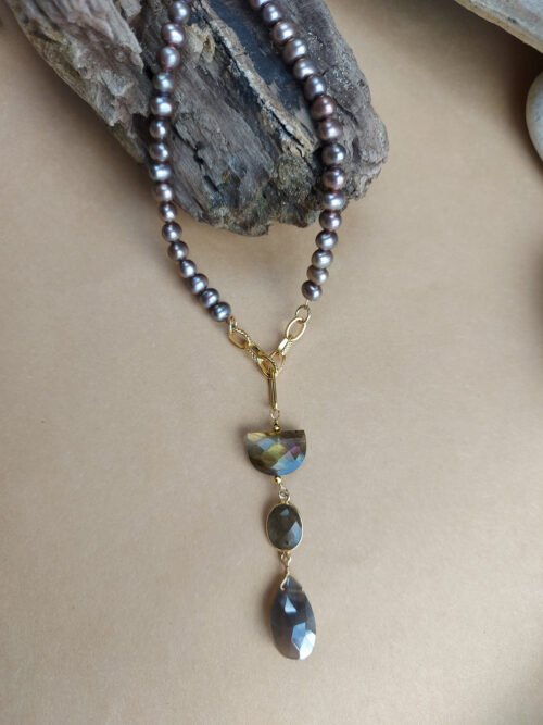Silverlite, Labradorite, Pearls Necklace – N 3083