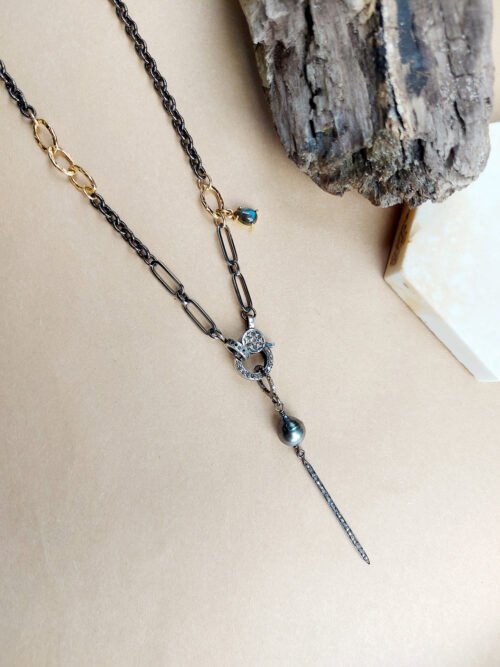 Diamonds, Tahitian Pearl, Labradorite – N 2844