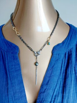 Diamonds, Tahitian Pearl, Labradorite – N 2844