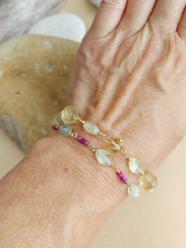 Citrine and Prechnite Bracelet – B 1329