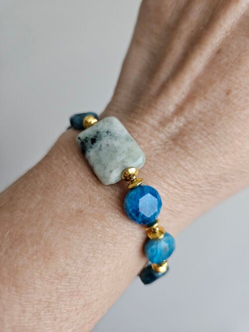Moss Agate and Apatite Bracelet
