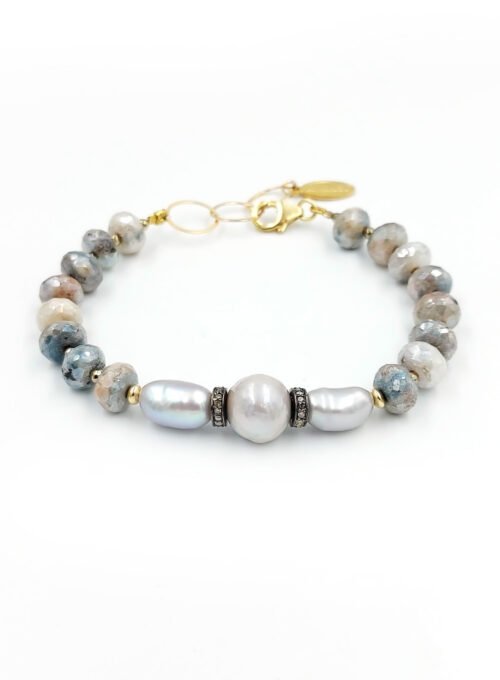 Pearls, Silverlite and diamonds bracelet BR 1168