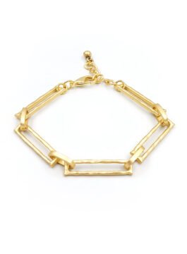 Sateen Gold tone matte links bracelet B 1209