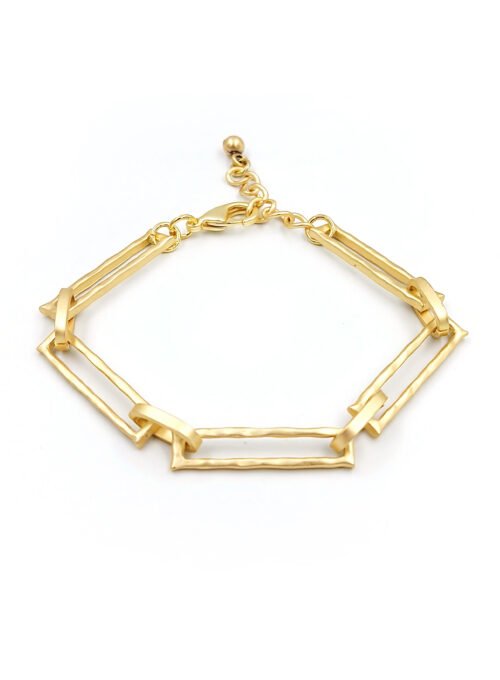 Sateen Gold tone matte links bracelet B 1209