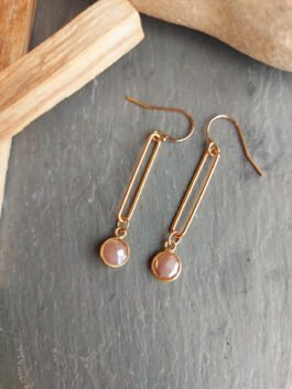 Peach Moonstone earrings E 1641