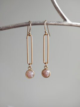Peach Moonstone earrings E 1641