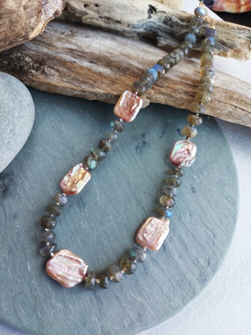 Keshi Pearls, Labradorite Necklace – N 3078