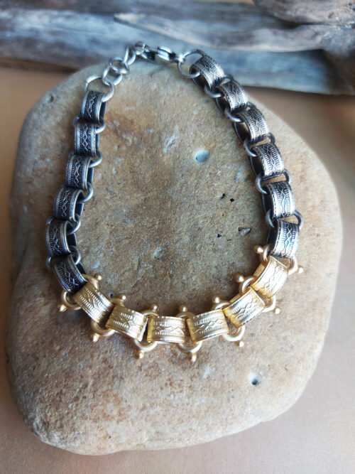 Mixed Metals Ornamental Chain Bracelet – B 1259