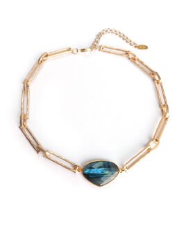 Labradorite on Matt Gold Tone Chain – N 1629