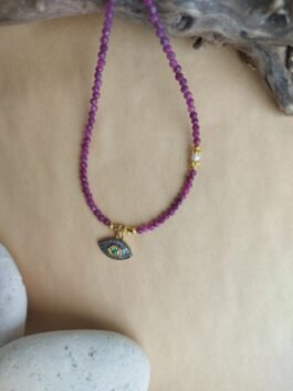 Evil Eye diamond Emerald Ruby necklace – N 4068