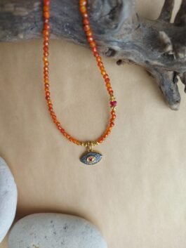 Diamond Evil Eye with Ruby, Cubic Zirconia – N 4072