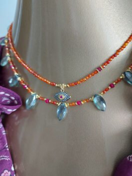 Diamond Evil Eye with Ruby, Cubic Zirconia – N 4072