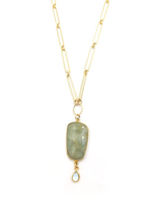 Sapphire on Paperclip chain – N 2714