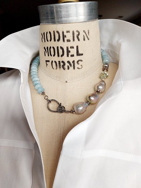 Baroque Pearls, Aquamarine, Diamonds - N 2720 - Image 2