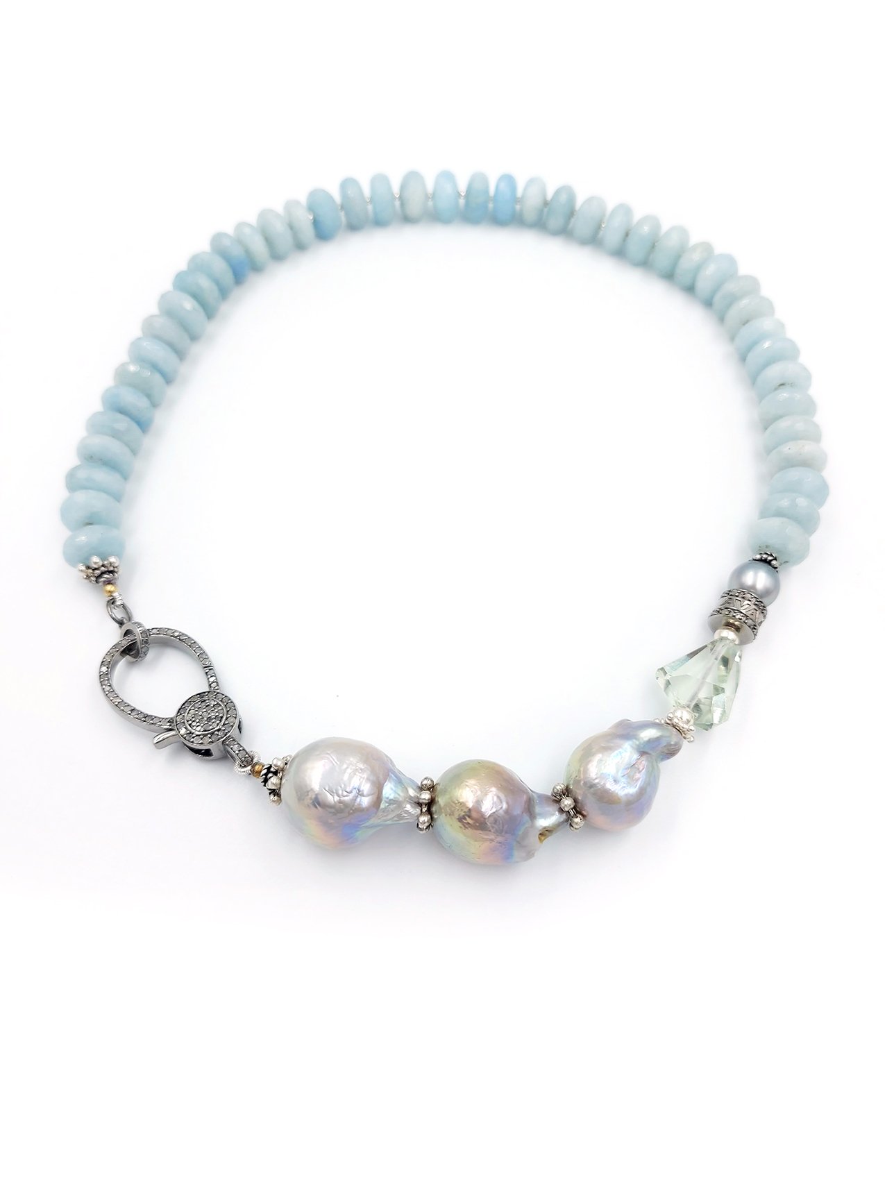 Baroque Pearls, Aquamarine, Diamonds - N 2720 - Image 4