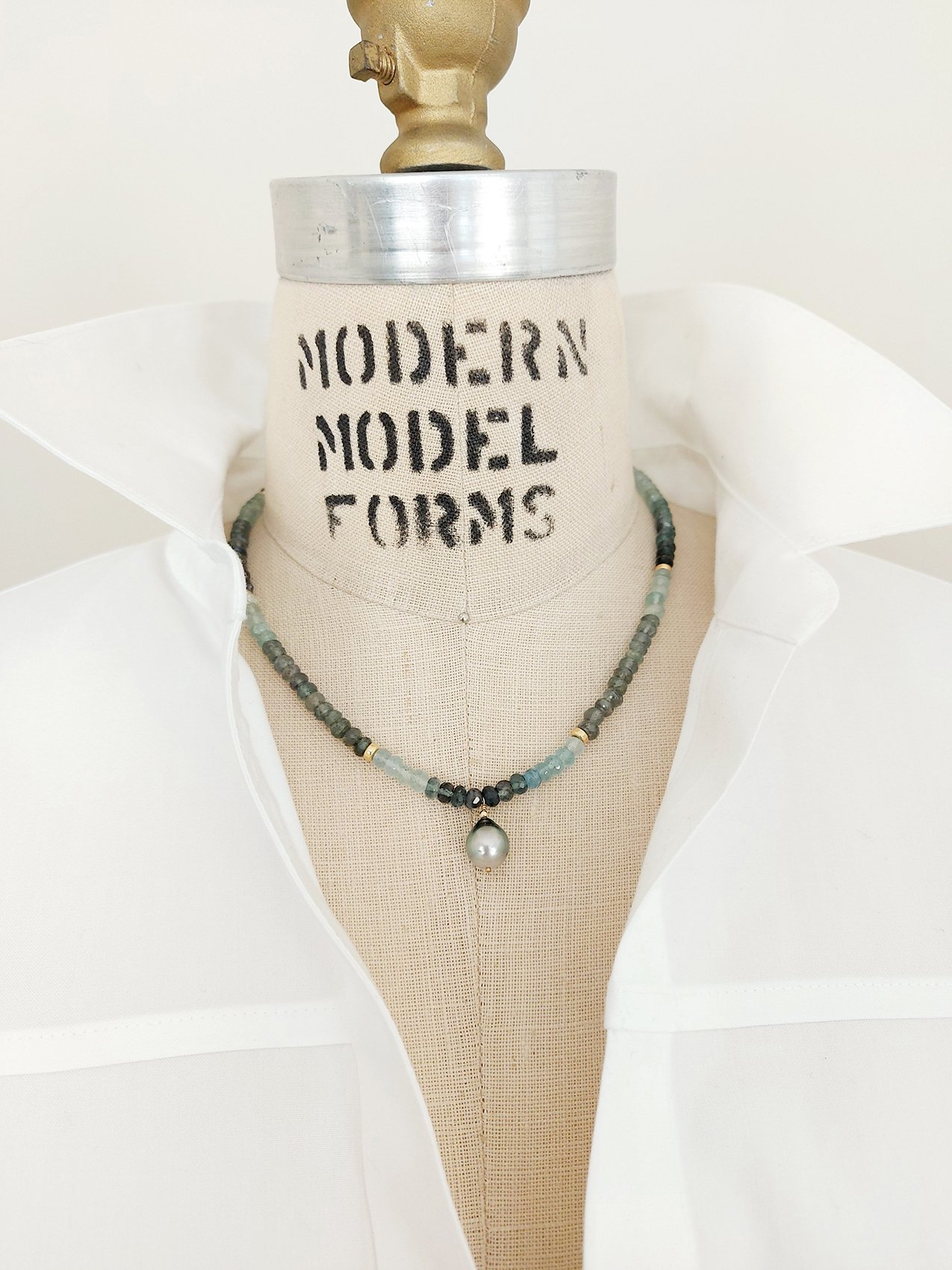 Tahitian Pearl and Moss Aquamarine - N 2820 - Image 5