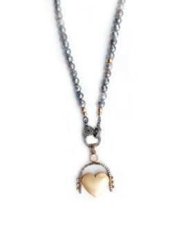 Brushed Heart with Diamonds and Opal – N 2902