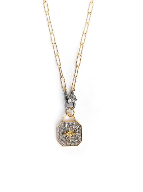 Diamond Pendant with Sun on Paperclip chain – N 2930