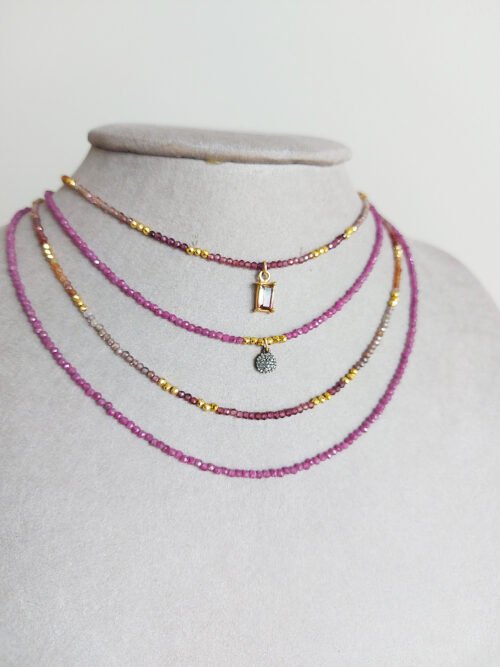 Ruby necklace with Sterling Silver Clasp – N 2945