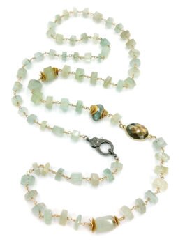 Aquamarine, Labradorite and Pave Diamond Clasp – NE OK 2172