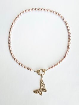 Baguette diamonds Butterfly and Pearls