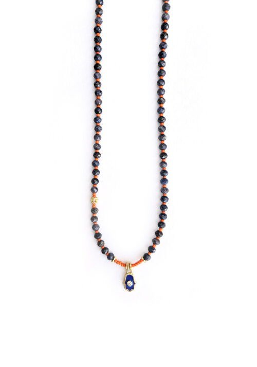 Sapphire Necklace with Hamsa – N 4102