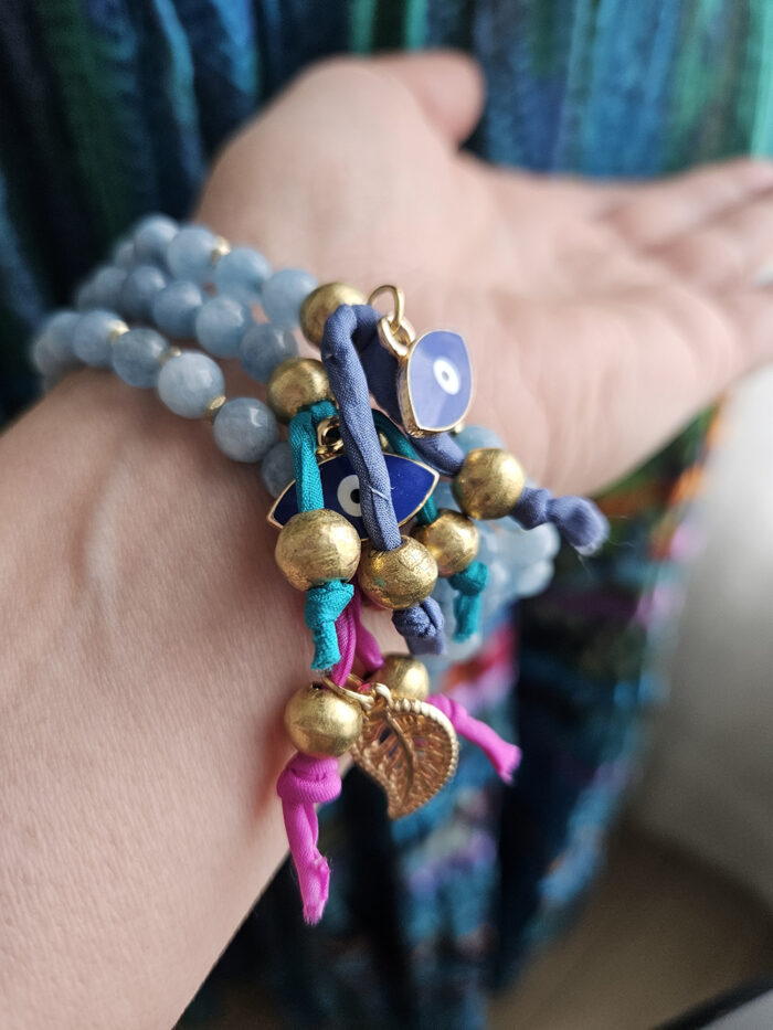 Turquoise and Aquamarine Bracelet - B 1365 - Image 3