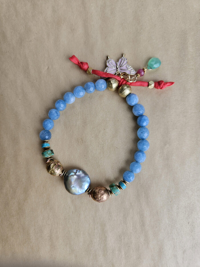 Multi gem Boho style bracelet - B 1367 - Image 2