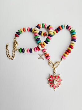 Heart enamel and CZ, Colorful gemstones