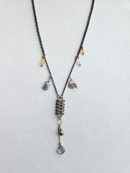 Opals, Pearl, Blue Topaz necklace