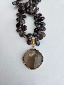 Handcrafted Smoky Quartz Necklace – Chocolate Moonstone with White Topaz Accents