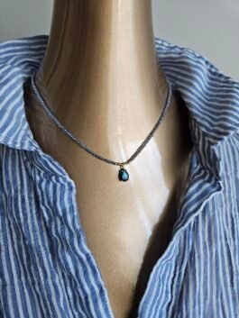 Handcrafted Labradorite Necklace – Gold Pyrite & Chinese Crystal Beaded Chain