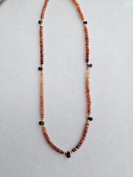 Handcrafted Carnelian Necklace – Rubylite Briolettes with Pyrite Accents