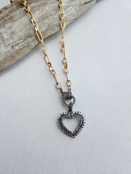 Handcrafted Diamond Necklace – Baguette Diamond Vintage Heart Pendant
