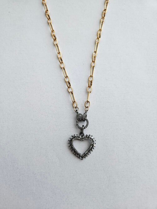 Handcrafted Diamond Necklace – Baguette Diamond Vintage Heart Pendant
