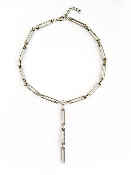Hammered Silver Y Necklace