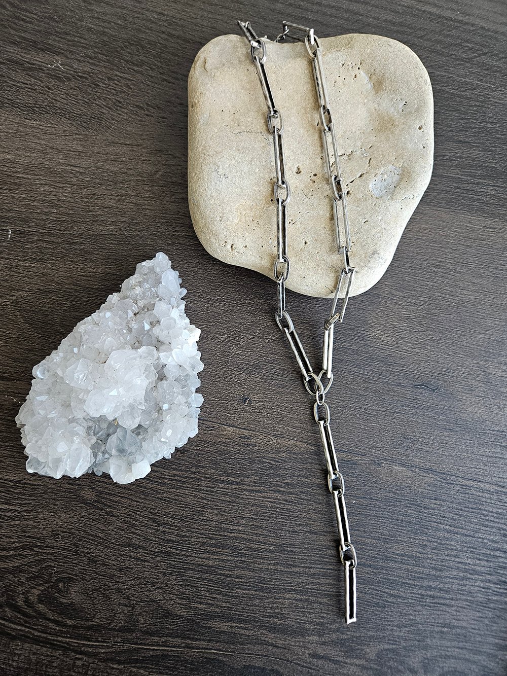 Hammered Silver Y Necklace - Image 3