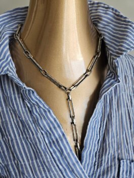 Hammered Silver Y Necklace