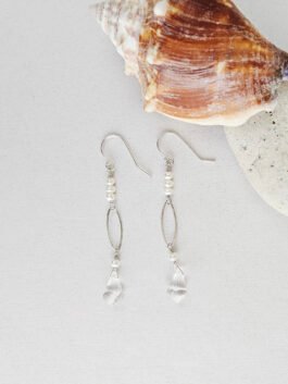 White Topaz Briolette and Freshwater Pearl Earrings