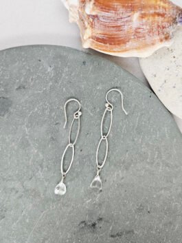 White Topaz Sterling Silver Drop Earrings