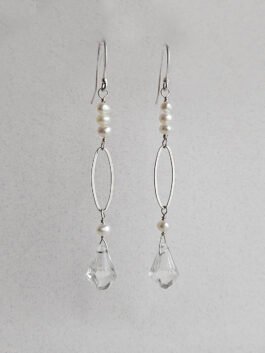 White Topaz Briolette and Freshwater Pearl Earrings