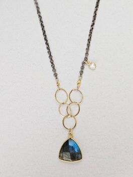 Labradorite Pendant Mixed Metal Necklace